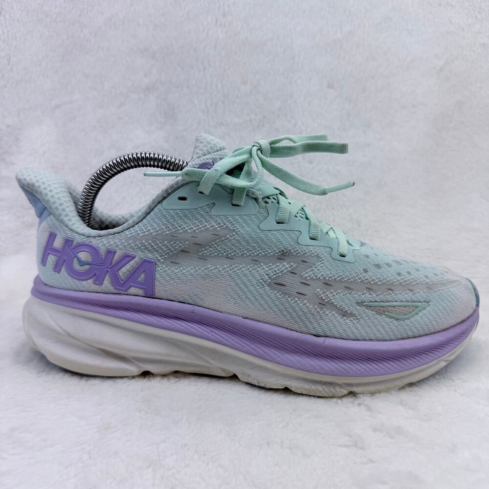 HOKA Clifton 9 Womens Running Shoes Sunlit Ocean Lilac Mist Size 9 Sneakers Shoe
